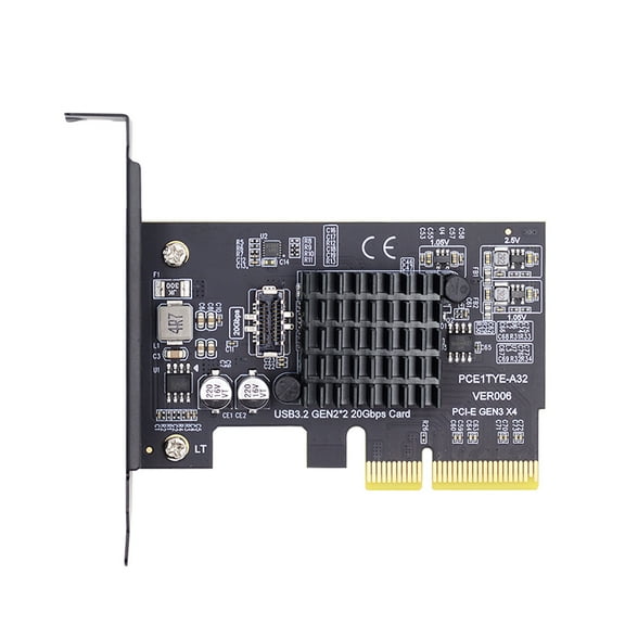CY USB 3.2 Gen2 Type-E 20Gbps Front Panel Socket to PCI-E 4X Express Card Adapter for Desktop Motherboard
