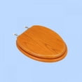 thumbnail image 2 of Renovator's Supply Wooden Elongated Toilet Seat Light Oak Finish Oval Commode Seats for Toilets Chrome Hinges, 2 of 7