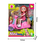 DEGIDEGI Doll & Pink Motor Scooter Playset, Cute Fashion Doll with Ride-On Toy, Hair Accessories & Pet Theme for Girls and Boys Ages 3+