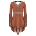 thumbnail image 2 of Aislor Girls Inspired Fringe Dress V Neck Long Sleeve Maiden Princess Dress Umber 16, 2 of 7