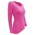 thumbnail image 4 of Women's Under Scrubs Long Sleeve T-Shirt Comfort V-Neck Medical Underscrub Tee -Super Soft and Stretchy (Hot Pink, 3X-Large), 4 of 7