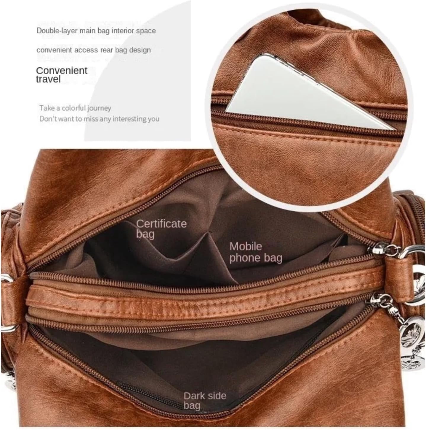 SPEKSEE Hobo Purses and Handbags for Women Leather Multi-Pocket Tote Bag with Zipper Daily Shoulder Bags
