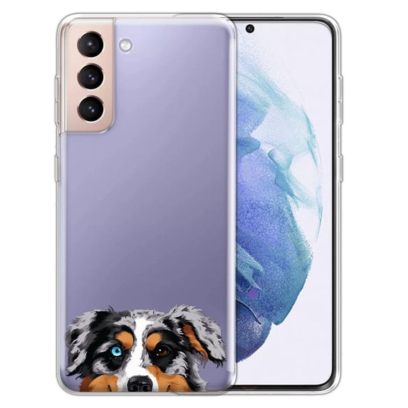 WIRESTER Transparent Soft Gel TPU Clear Case Slim Protective Cover for Samsung Galaxy S22+ / S22 Plus 6.5" 2022, Animal Merle Aussie Australian Shepherd Dog