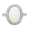 thumbnail image 5 of Cheryl M 925 Sterling Silver Rhodium-plated CZ & Created Opal Oval Ring Size: 8; for Adults and Teens; for Women and Men, 5 of 5