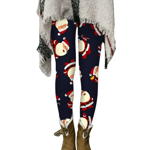 Gibobby Leggings deportivos mujer Leggings de mujer Pantalones de bota con estampado navideño Pantalones de cintura cómodos(Azul oscuro,XG)