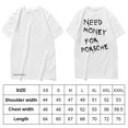 thumbnail image 2 of Camiseta blanca Tops camisas holgadas de moda con cuello redondo informal necesita dinero para Porsche, 2 of 9