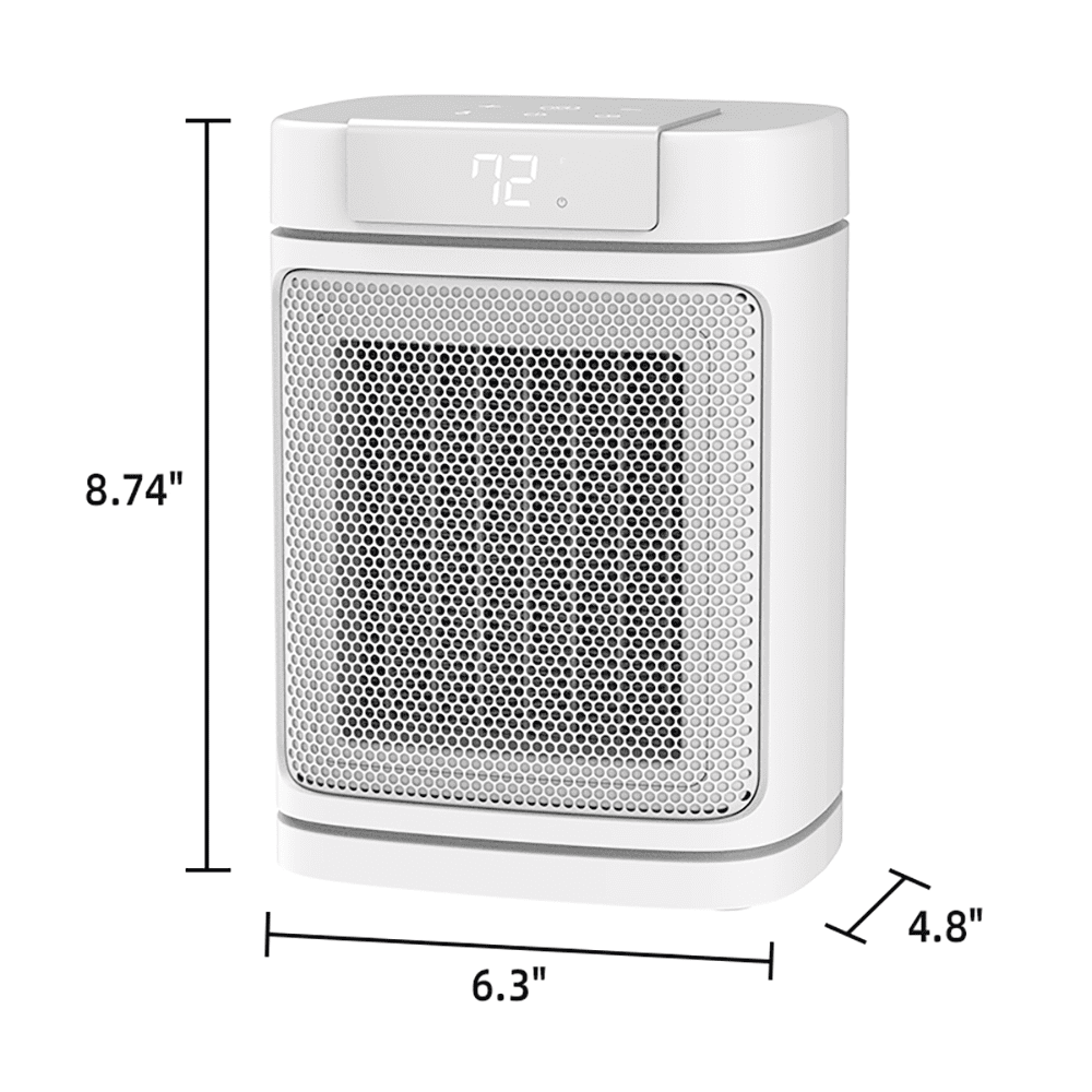 Better Homes & Gardens 1500W Electric Digital Ceramic Heater with ALCI Plug, White