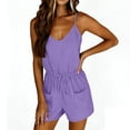 thumbnail image 5 of BUIGTTKLOP Short Jumpsuit for Women Spaghetti Strap Adjustable Waist Drawstring Cami Romper Summer Casual Overalls, 5 of 6