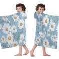 thumbnail image 4 of Lightblue Daisy Flower Green Leaves Pattern Hooded Bath Towel，60"x35" for Ages 3 To 12 Kids, Quick Dry Lightweight Soft Microfiber Hood Beach Towel Cover Up for Kids, 4 of 7