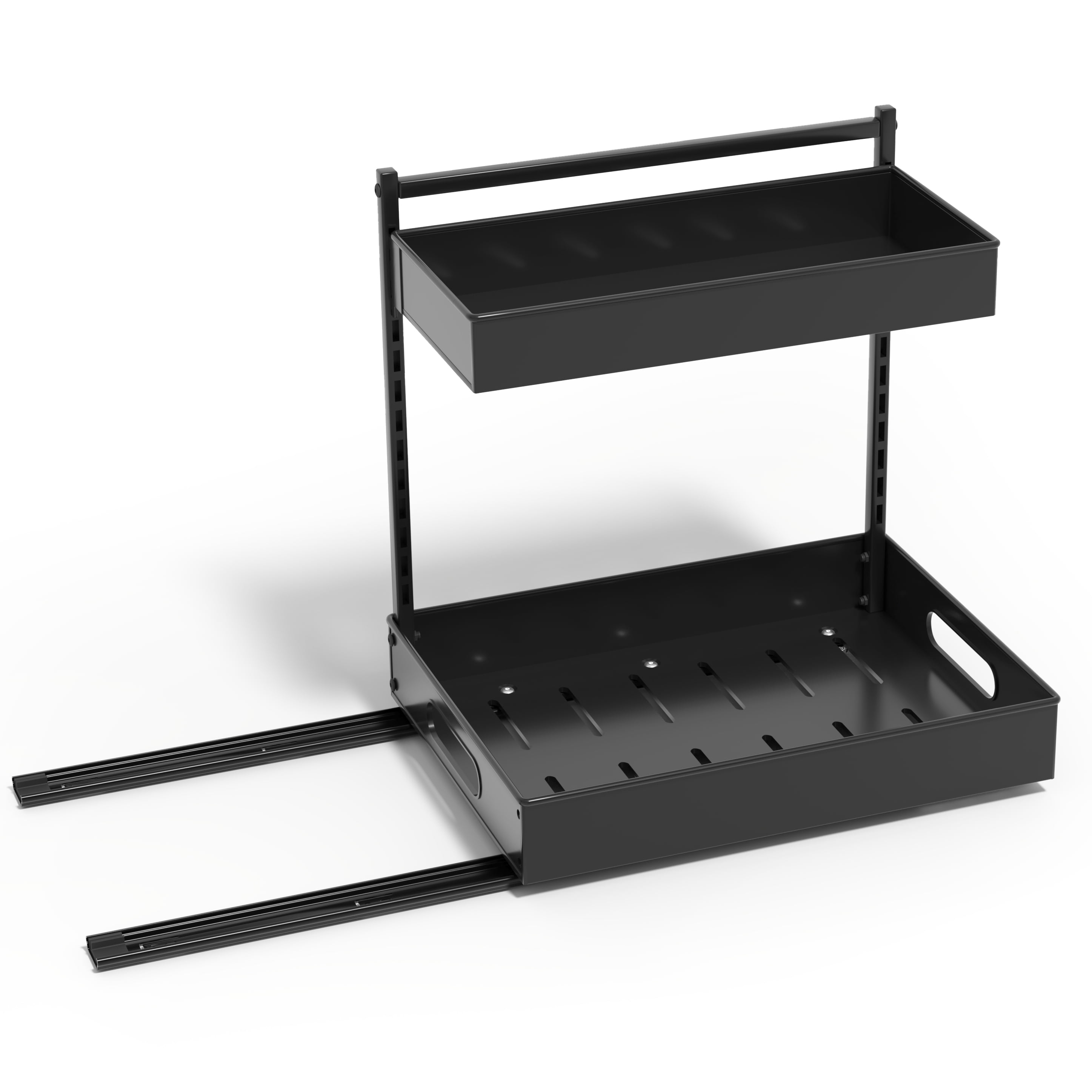 Sorbus 2-Tier Under Sink Organizer with Sliding Pull-Out Storage Rack, Adhesive Tape, No-Drill, Black