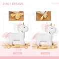 thumbnail image 3 of Childrens Bike, Qaba Rocking Horse, 2 in 1 Kids Ride on Horse, Rolling Unicorn Animal Rocker with Sound, Wooden Base, Pedal, Grip Handle, Plush Riding Pony for 3-6 Years Old, White, White Kids Bike, 3 of 8