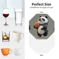 thumbnail image 6 of Honeii Cartoon Pandas Basketball Print Leather Coaster Set of 4, Ideal for Safeguarding Your Furniture from Drinks Spills and Effortless Cleanup-Octagon, 6 of 6