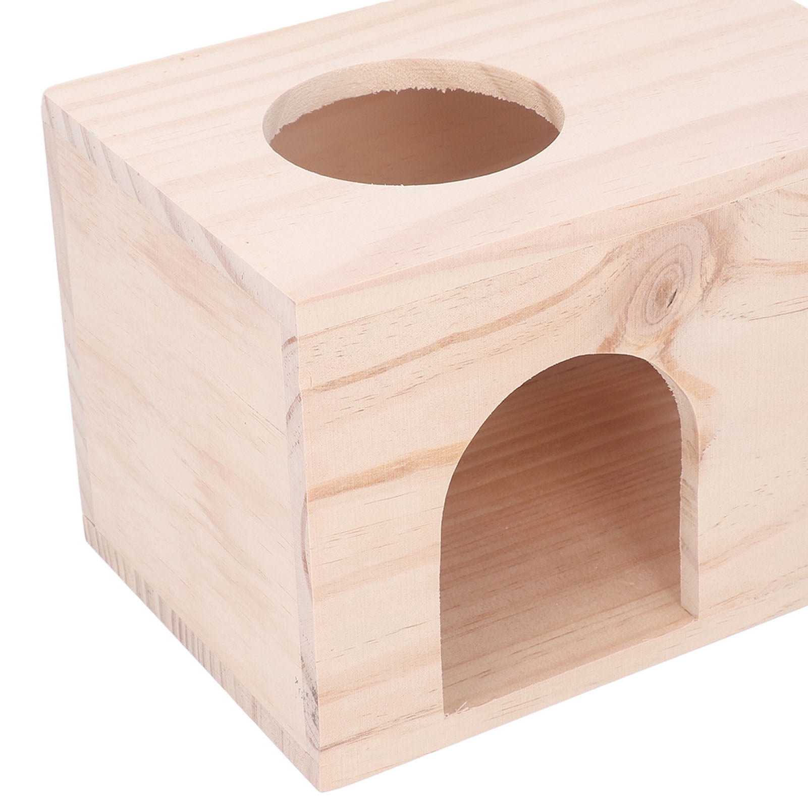 BIMZUC Small Animal Hideout House, Wooden Hamster Hideout, Tiny Hamster Wood House for Guinea Pigs Chinchillas, Ventilated Eco Friendly Rectangle Wood Cage (9.06 inches / 23 cm)