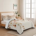 thumbnail image 5 of Quilts King Size Bedding Set, Fall Leaves Lightweight Quilted Comforter, Farmhouse Weeping Leaf Rustic Beige Soft Reversible Bedspread Coverlet with Pillow Covers for All Season, 96" x 106", 5 of 9
