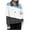 Light Blue, variant on Women's Color Block Button Jacket Long Sleeve Contrast Collar Casual Outerwear Loose Fit Two Tone Short Coat with Multi Color Options for Daily Wear