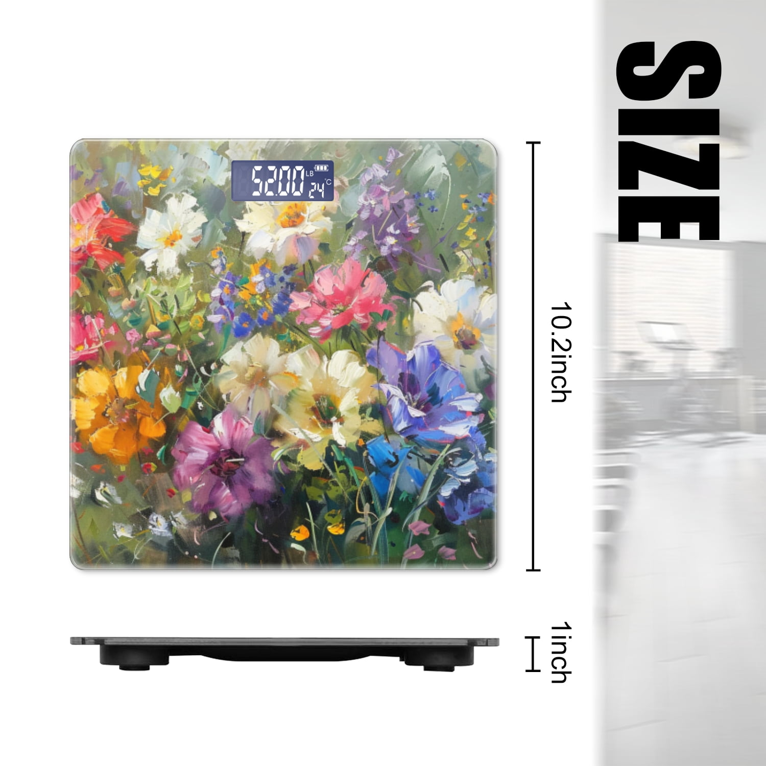 High Precision Body Weight Scale Smart Bathroom Scales with Large LCD Display(400lbs),Decorative for Bedroom-Oil Painting Of Flowers In The Style
