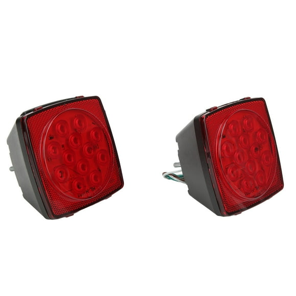 LED Square Trailer Light, Plastic Trailer Tail Brake Light High Security 12V 2PCS Super Brightness Energy Saving For Campers Boats Snowmobiles