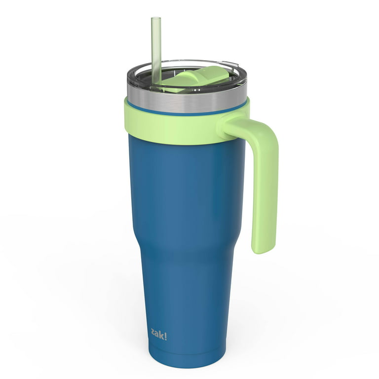 Zak Designs Mainstays Double Wall Insulated Tumbler with Straw, Teal