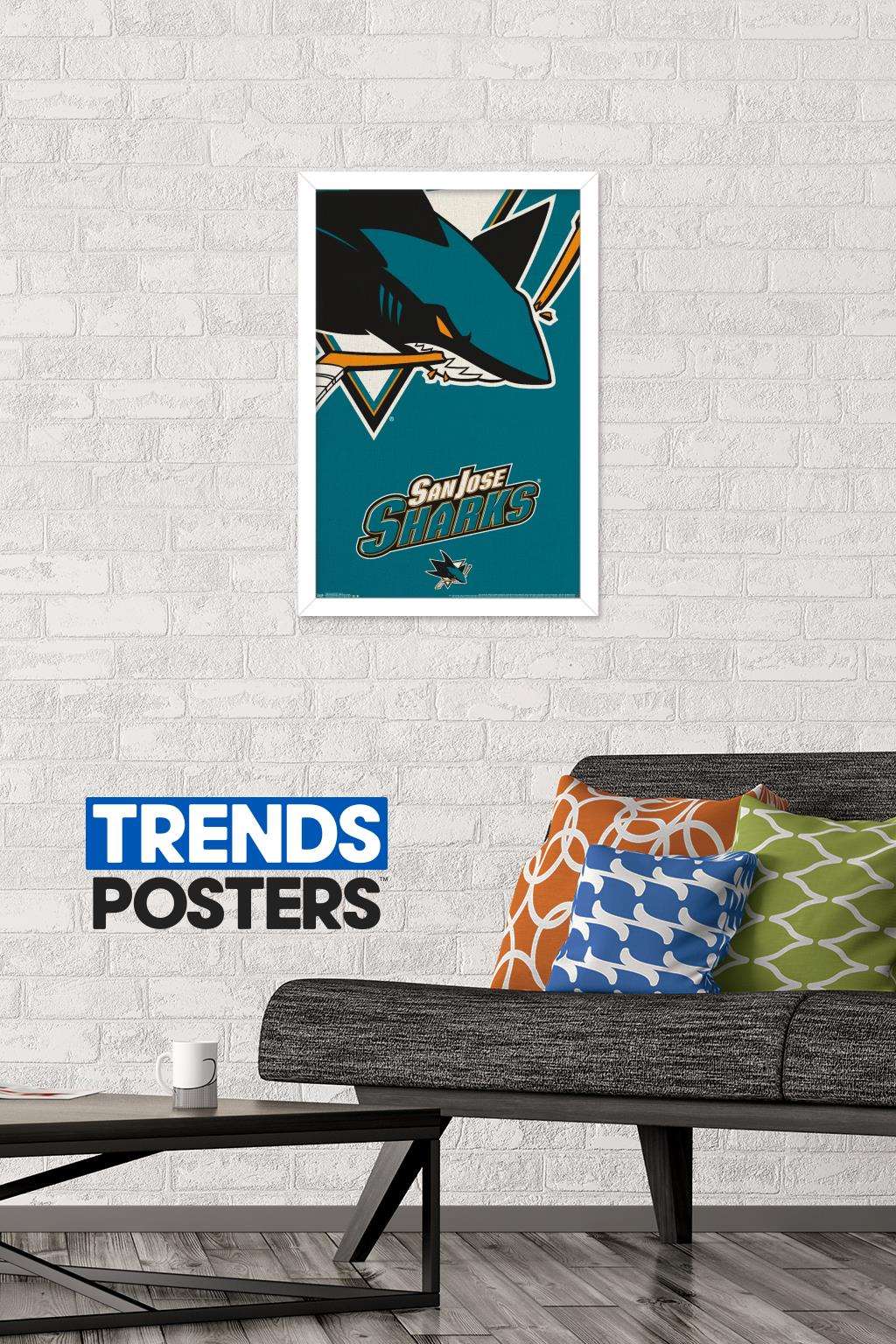 NHL San Jose Sharks - Logo 14 Wall Poster, 14.725" x 22.375", Framed