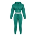thumbnail image 7 of Matching Set for Women Slim Long Sleeve Hoodie Skinny Leggings Fall Tracksuits for Workout Travel Hiking Green S, 7 of 7
