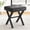 Black, variant on Square Linen Makeup Stool, Metal X Legs, Small Ottoman Stool Chair for Vanity, Modern Padded Seat Foot Rest for Makeup Room, Bathroom