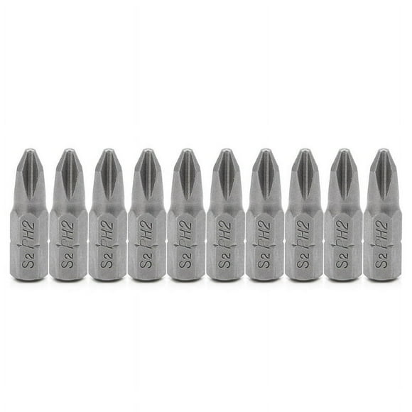 10 Pcs S2 Steel Screwdriver Bits 25mm Hex Shank Torque PH2 Antislip Magnetic