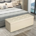 thumbnail image 4 of KingSo 43" Storage Ottomans Bench Chest End of Bed Storage Seat Stockbox Storage Long Shoe Bench Footstool Foldable Room Storage Bench for Kids Bedroom Living Room Large Size-Beige, 4 of 9