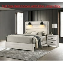 White Cream Rustic Finish 3pc Full Size Headboard Lamp Bed Chest Nightstand Bedroom Furniture