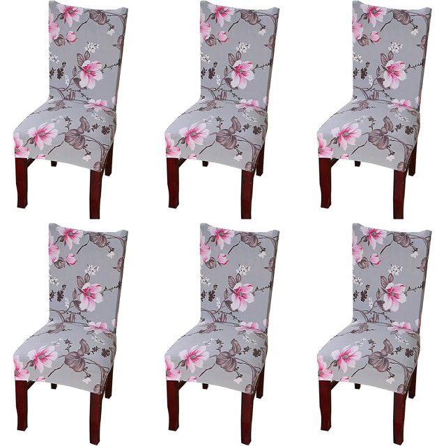 Funda elástica para silla, funda elástica extraíble, lavable, funda de licra para silla, decoración de restaurante, banquete de boda (6 flores rosas)
