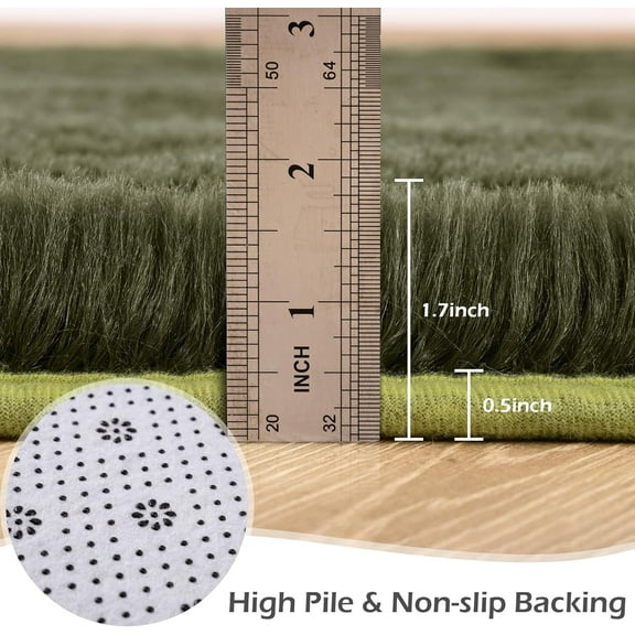 6x9 Feet Olive Green Shag Rug