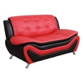 thumbnail image 6 of PonLiving Furniture 3 Piece Living Room Set_Living Room Sofa Set, 3 piece, Sofa\Loveseat\Chair, Black&Red Color, Faux Leather Upholstery Material, 6 of 8