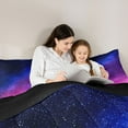 thumbnail image 5 of jejeloiu Outer Space Nebula Twin Comforter Sets,Pink Blue Ombre Bedding Set For Girls Reversible 2pcs, 5 of 8