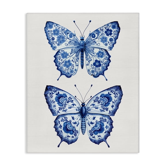 Ornate Toile Pattern Butterflies Canvas Wall Art, design by Lettered and Lined