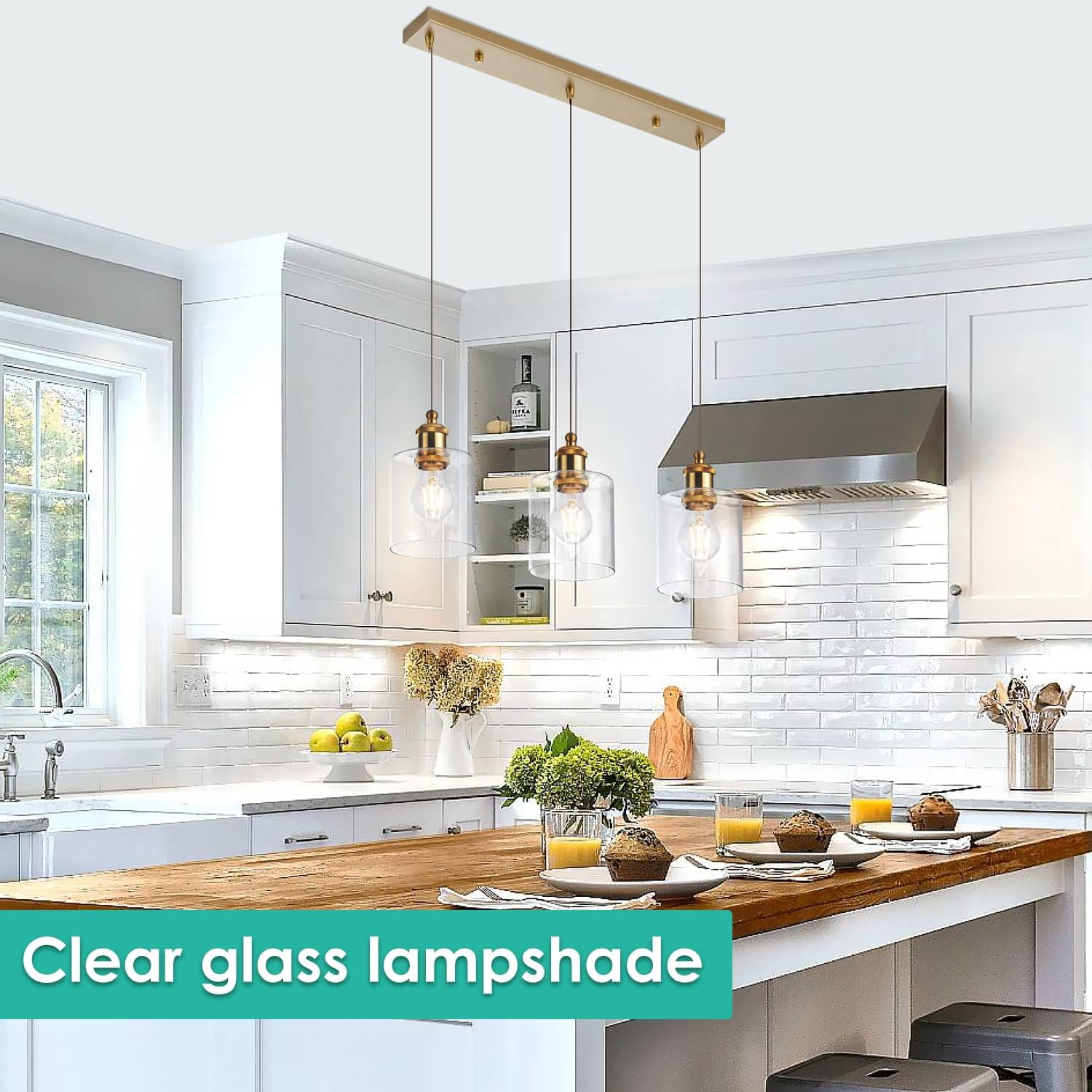 1 Pack Clear Glass Lamp Shade, with 1-5/8" Fitter Opening, Cylinder Glass Lamp Shade Replacement for Table Lamps,Wall Lamps,Pendant lights and Bathroom Vanity lights
