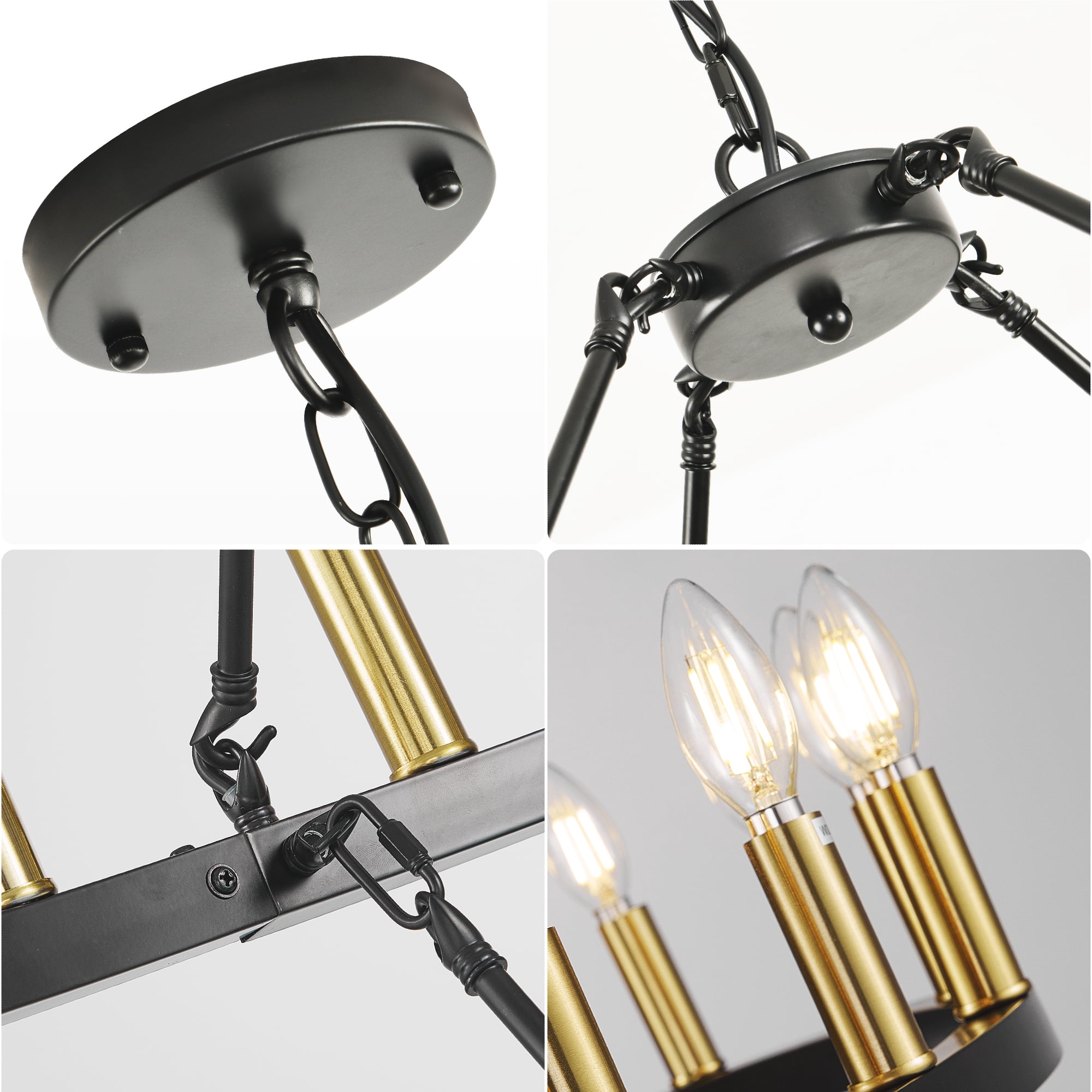 Farmhouse 47'' 2 Layer 36-Light Large Black Gold Wagon Wheel Chandelier for Porch,Entryway,Living Room