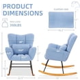 thumbnail image 2 of MQLIFEBOOM Nursery Rocking Chair with Cushion  Teddy Fabric Rocker Glider Chair  Rocker Armchair with Solid Wood Legs &amp; High Backrest  for Living Room  Bedroom  Balcony (Sweet Blue), 2 of 7
