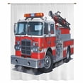 thumbnail image 2 of Fire Trucks Sheer Curtains 84 Inches Long, Modern Cartoons Vehicles Light Filering Curtains, Breathable Simi Curtain Privacy Drapes for Living Room Bedroom Lightweight Window Treatment, 2 of 9