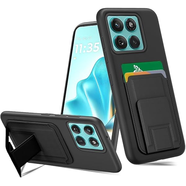 wonima11 for Motorola Moto Edge 60 Fusion Phone Case with Folding Kickstand Wallet Card Holder Shockproof Protective Cover Case for Moto Edge 60 Fusion - Black