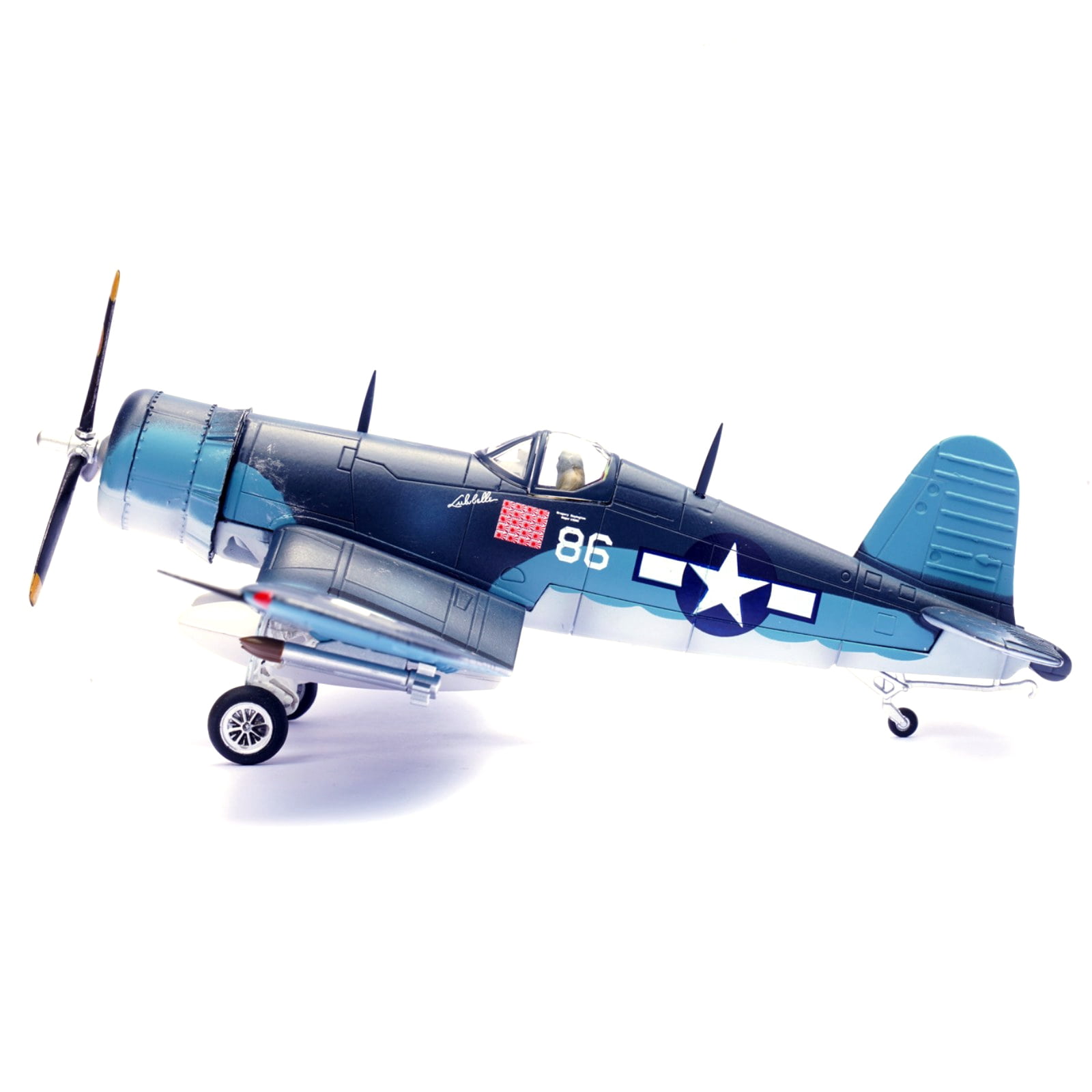 JIAHAOO 1:72 WWII F4U Corsair USMC Fighter Diecast Airplane Model VMF 214 White 86 Collectible Plane with Display