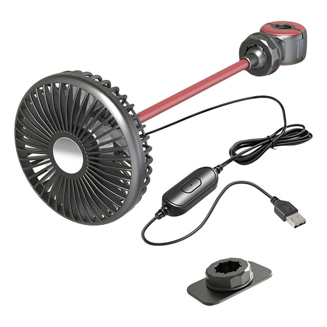 Dog Car Seat Hook Fan with Rotating RGB Light, Portable Cool Fan for Back Seat Passenger Headrest Mount in Vehicles SUVs RVs Boats, Interior Car Lights
