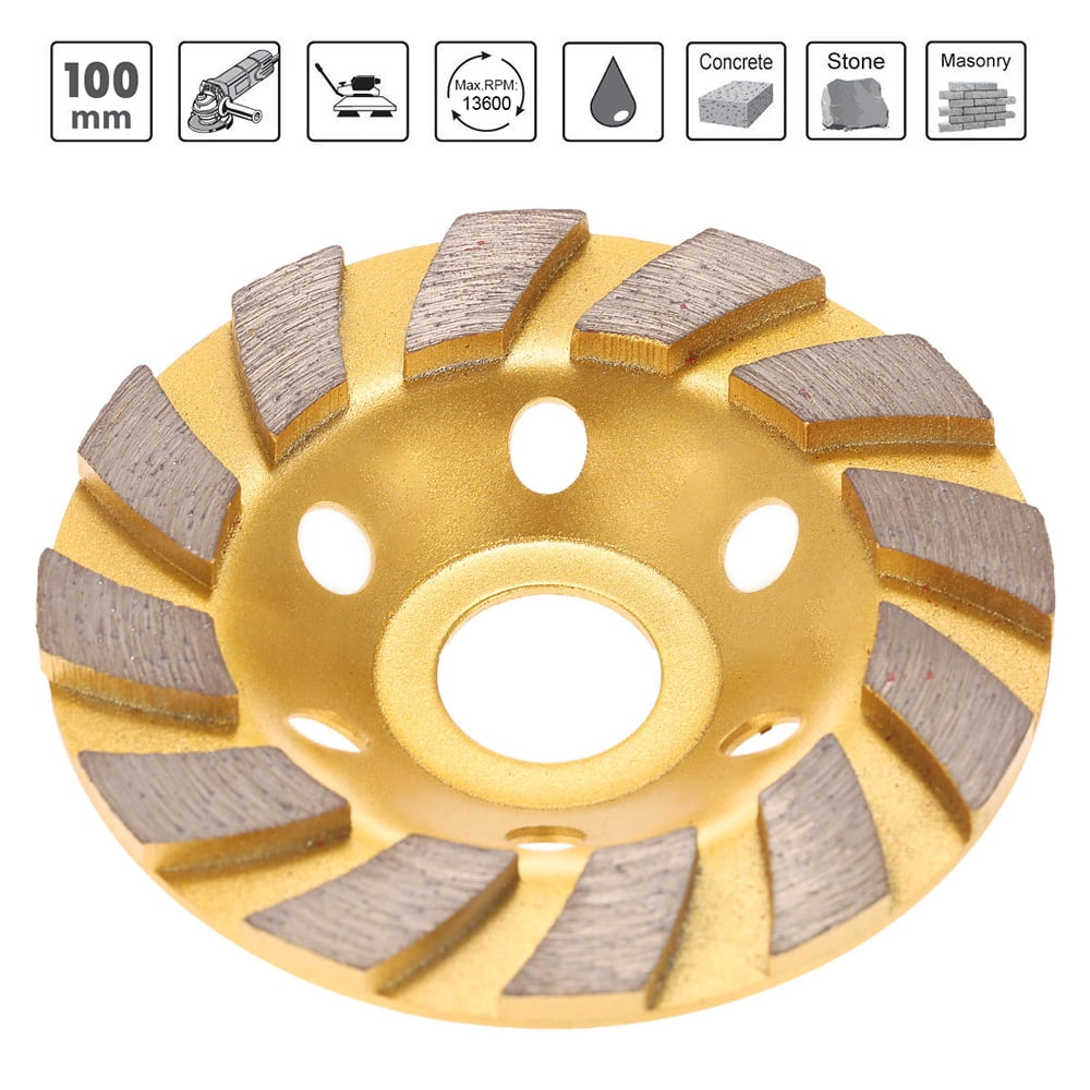 100mm 4" Gold Diamond Segment Bowl Cup Grinding Wheel Concrete Grinder Disc Cut 