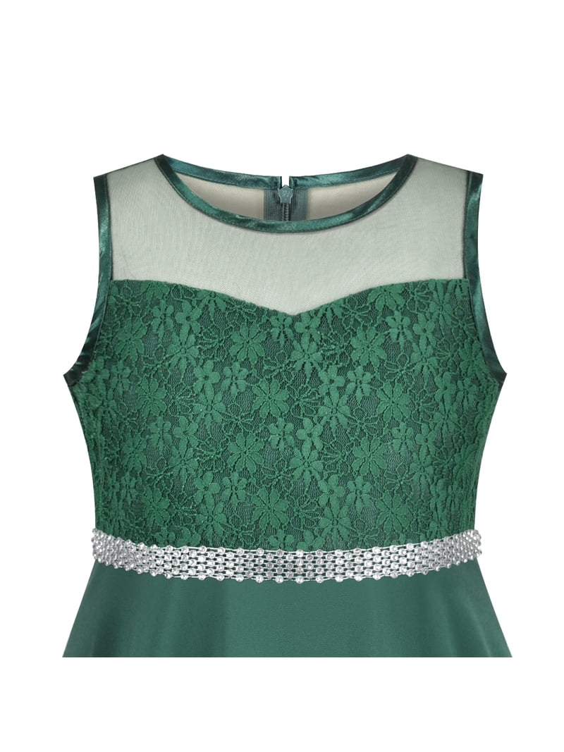 Sunny Fashion Girls Dark Green Rhinestone Chiffon Bridesmaid Party Maxi Dress for 14 Years Sunny Fashion Girls Dark Green Rhinestone Chiffon Bridesmaid Party Maxi Dress for 14 Years
