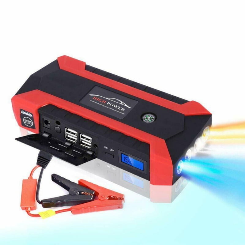 ,12V Power Pack Jumper Start & Phone Charger with USB Port Portable Car Battery Charger Jump Starter,1000A Peak Auto Jump Box Cables & LED Flashlight 1119 Up to 6L Gas or 4L Diesel Engine