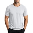 thumbnail image 5 of Sports Shirts for Men Thin Lightweight Summer Slim Stretch Ice Silk Breathable Short Sleeve Tees Loose Crew Neck Casual Running Workout Solid Color Tops, 5 of 6