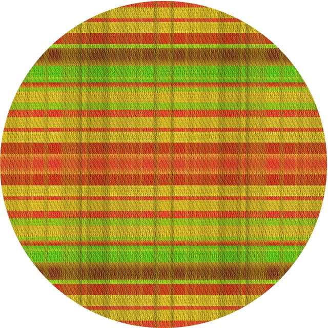 Ahgly Company Tapis d'Intérieur Rond Lavable en Machine Orange Rouge Orange Transitionnel, 4 Pieds Rond