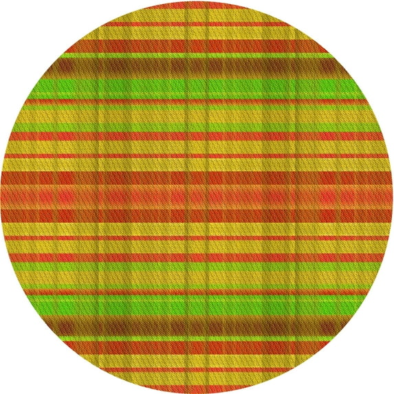 Ahgly Company Indoor Round Patterned Orange Red Orange Area Rugs, 7' Round