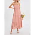 thumbnail image 3 of Faithtur Robe d'Été pour Femmes Robe Spaghetti Couleur Unie Taille Découpe Ouverte Dos Longue Robe, 3 of 9
