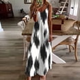 thumbnail image 2 of Women's Maxi Dresses Spaghetti Strap Sleeveless V Neck Print Sundress Summer Vacation Outfits For Women (L, Black), 2 of 5