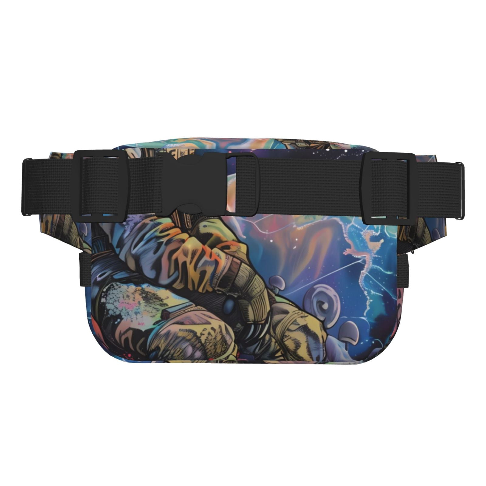 Picia Rainbow Astronaut Space Landscape Print Square Double-Layer Waist Bag Mini Adjustable Waist Belt Bag Exercise Running Travel Hiking