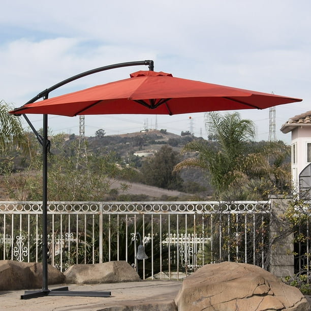 Belleze Premium Outdoor Patio Umbrella 10 Aluminum Cantilever Tilt W Crank Base Orange Walmart Com Walmart Com